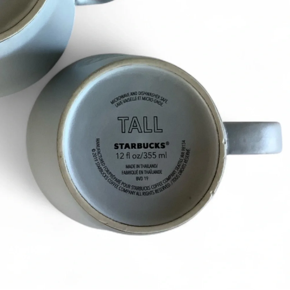 STARBUCKS GRANDE 16oz GRANDE/12oz TALL 2019 Siren Iconic Mermaid Matte Grey Mugs